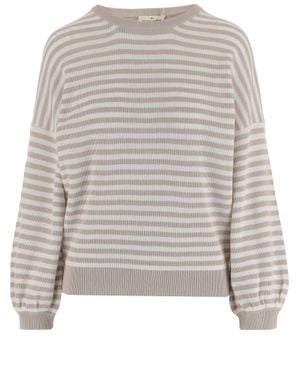 Bruno Manetti And Striped Cotton Knit Sweater - Gray