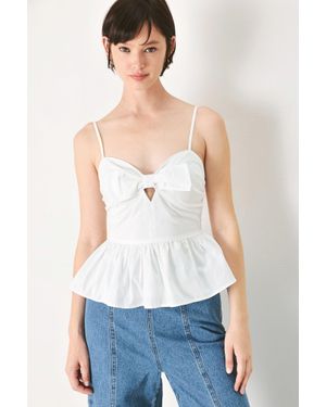 TRUEDAMES Sunset Bow Woven Top - White