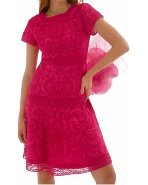 Joseph Ribkoff Geranium Embroidery Dress - Red