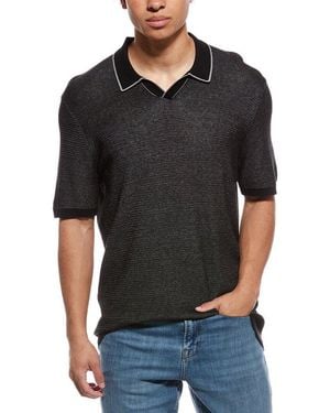 RAFFI Silk-Blend Johnny Collar Shirt - Black