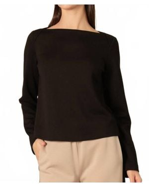 P.Cill Vera Butter Modal Boat Neck Top - Black