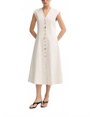 Joseph Ribkoff Front Button Midi Dress - Natural