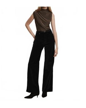 Veronica Beard Taylor High Rise Wide Leg Velvet Pants - Black