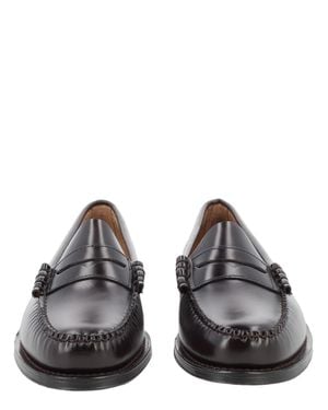 G.H. Bass & Co. Leather Moccasin Loafers With Hand-Stitched Detailing - Black