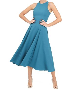 SANTAS High-Neck Flared Dress - Blue