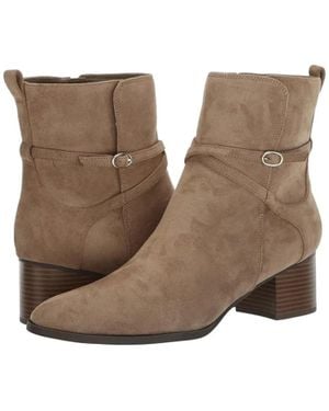 Anne Klein Moore Boots Almond Toe Block Heel Booties Lion588 - Natural