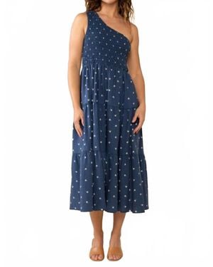 NVLT Luna One Shoulder Midi Dress - Blue