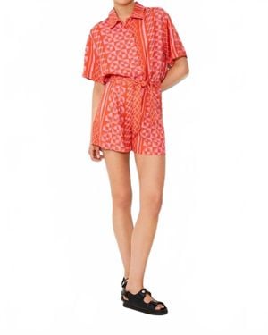 Suncoo Loose Fit Printed Shorts - Red