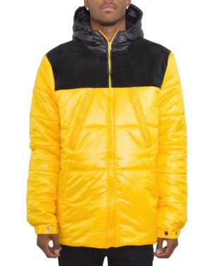 TRUEDAMES Padded Buffle Puffer Jacket - Yellow