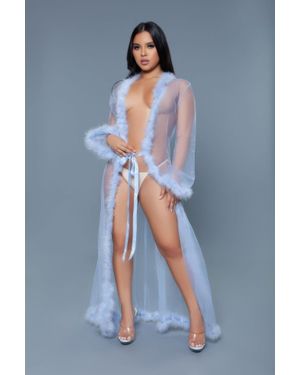 TRUEDAMES Marabou Robe - Blue