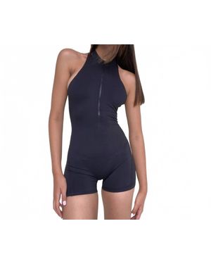 Rockstar Peach Lola Halter Zip Romper - Blue