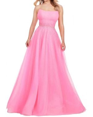 Ashley Lauren Glitter Tulle Strapless Ball Gown - Pink