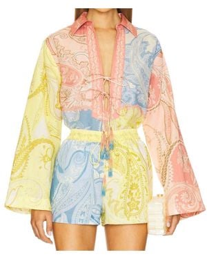 Hemant & Nandita Fiza Collared Long Sleeve Top - Yellow