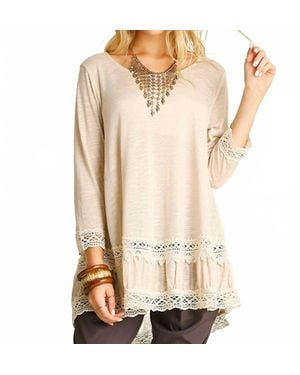 Umgee Lace Detail Top - Natural