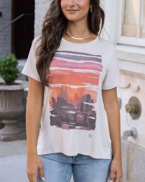 Grace and Lace Watercolor Graphic Tee - Gray