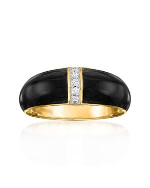 Ross-Simons Enamel Dome Ring With Diamonds - Black