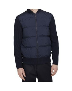 Ted Baker Spores Quilted Front Knit Back Jacket Outerwear Coat - Blue