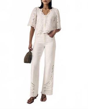 Le Jean Column Eyelet Jeans - Natural