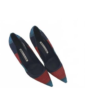 Manolo Blahnik Pointed Bb Snakeskin Stiletto Pumps - Blue
