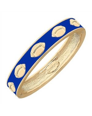 Canvas Style Football Enamel Hinge Bracelet - Blue