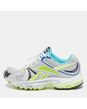 Vetements Fabric And Leather Sock Runner Lace Up Sneakers - Blue