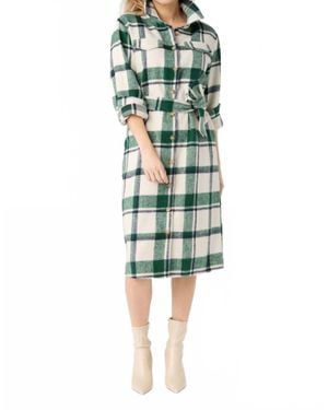 Coco + Carmen Shelley Plaid Shacket Dress - Green