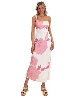 one & only One Shoulder Floral Maxi Dress - Pink
