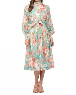 Fate Tie Waist Button Up Dress - Green