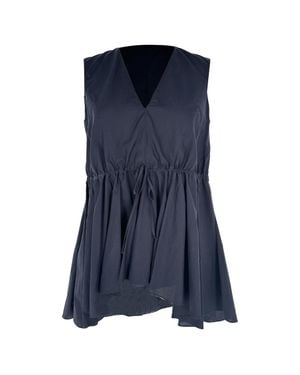 Marni Drawstring Peplum Top - Blue