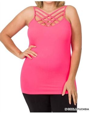 Zenana Criss-Cross Cami Top - Pink
