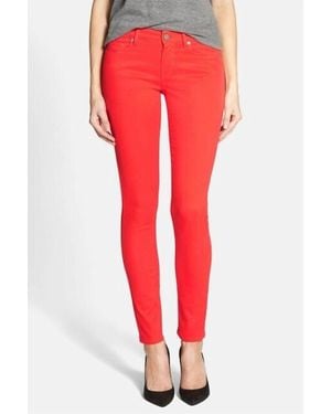 PAIGE Flirtatious Ankle Stretch Soft Ultra Skinny Jeans - Red