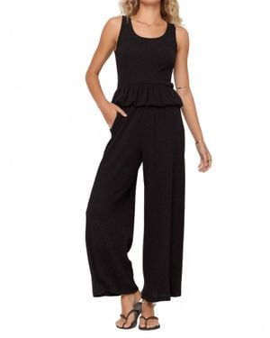 Project Social T Monterosa Textured Rib Peplum Tank Top - Black