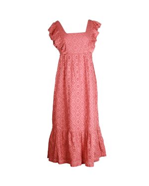 Ba&sh Byrd Broderie Anglaise Midi Dress - Red