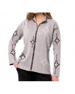 French Kyss Diamond Zip Up Jacket - Gray