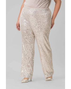 Skies Are Blue Sequin Semi Flared Pants - White