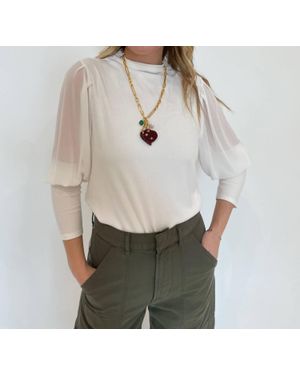 Melissa Nepton Melody Sheer Sleeve Top - Natural