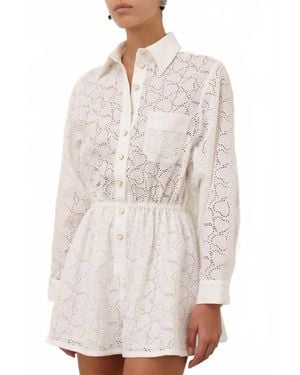 Zimmermann Crush Embroidered Playsuit - White
