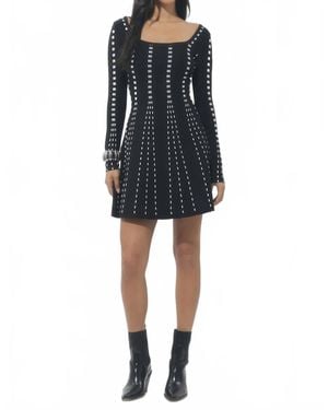 Adelyn Rae Kira Squareneck Stripe Sweater Mini Dress - Black
