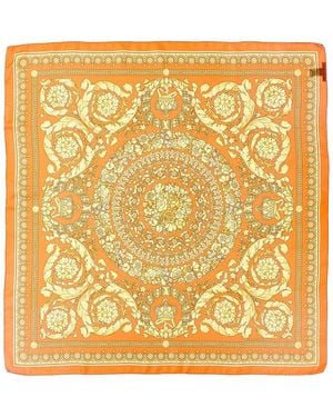 Versace Barocco Print Silk Scarf - Metallic