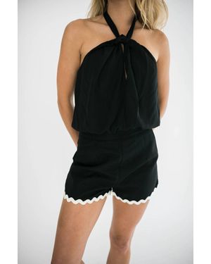 falcon park Katia Rickrrack Trim Shorts - Black