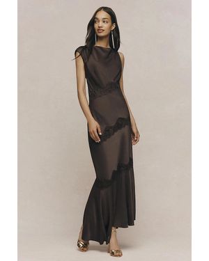 BHLDN Cap-Sleeve Satin Maxi Dress - Metallic