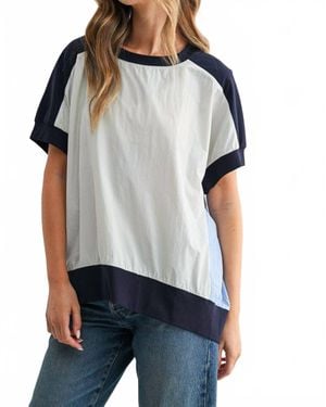 Joh Joy Mixed Media Short Sleeve Top - Gray