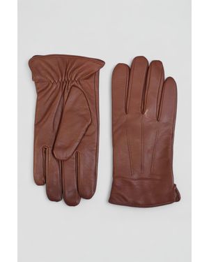 Infinity Leather Tan Italian Leather Warm Wool Lining Winter Riding Driving Casual Gloves - Brown