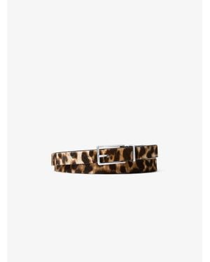 Michael Kors Leopard Print Calf Hair Blend Belt - White