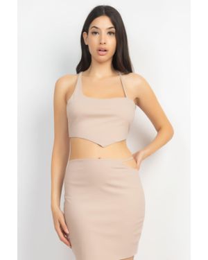 TRUEDAMES Asymmetrical Cross Back Top & Skirts Set - Multicolor
