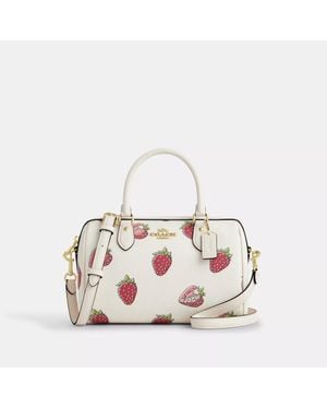 COACH Rowan Satche Bag With Strawberry Print - Pink