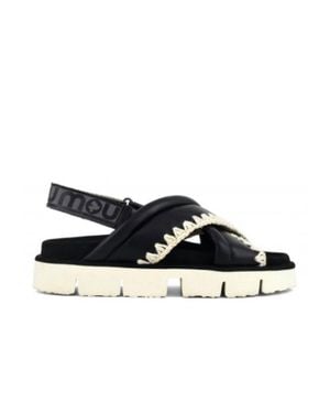Mou Bio Criss-Cross Leather Sandals - Blue