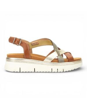 Pikolinos Leather Extra-Light Summer Wedge Sandals - Metallic