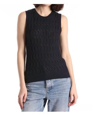 Minnie Rose Pointelle Cotton Cashmere Sleeveless Top - Black