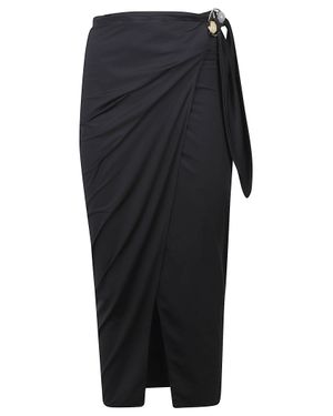 HAMOULET Midi Pareo Skirt With Decorative Ring And Gathered Detailing - Black